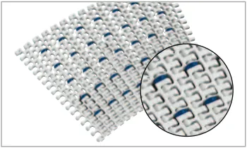Banda modular de plástico blanca con detalle de los módulos