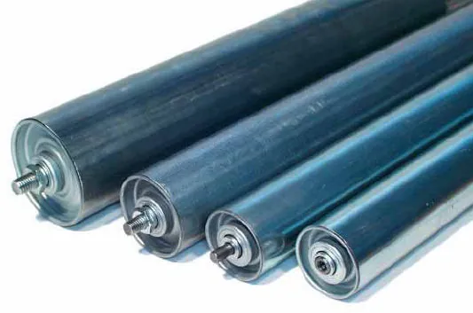 Rodillos de acero galvanizado de distintos diámetros con eje y rodamiento